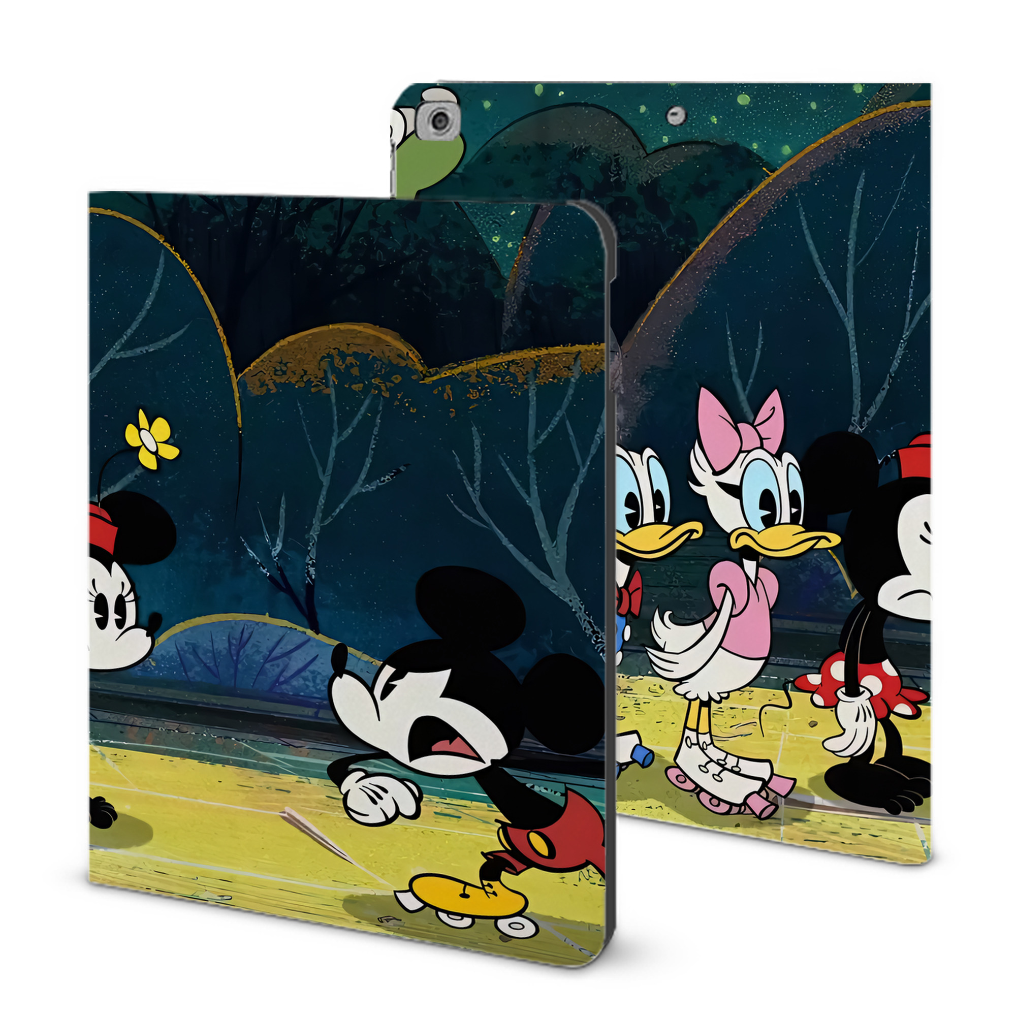 （画像用） ミッキーマウス Mickey Mouse IPad ケース ブック型 PUレザー TPU 耐衝撃 軽量 薄型 ペン収納なし 全面保護 IPad 各モデル対応